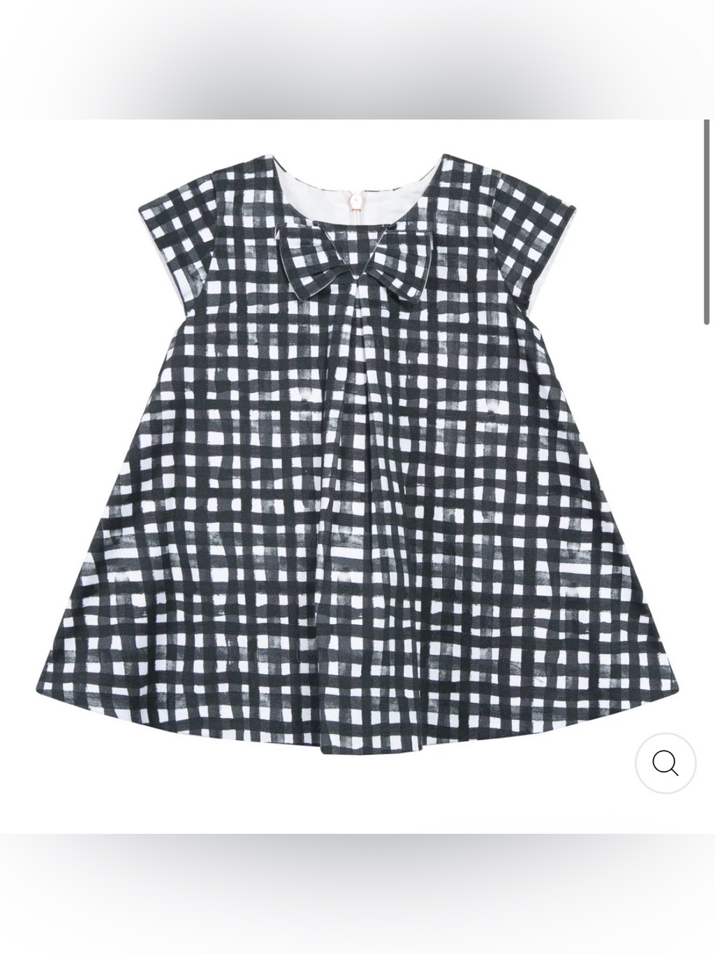 Jean Bourget Black & White Check Bow Front Dress